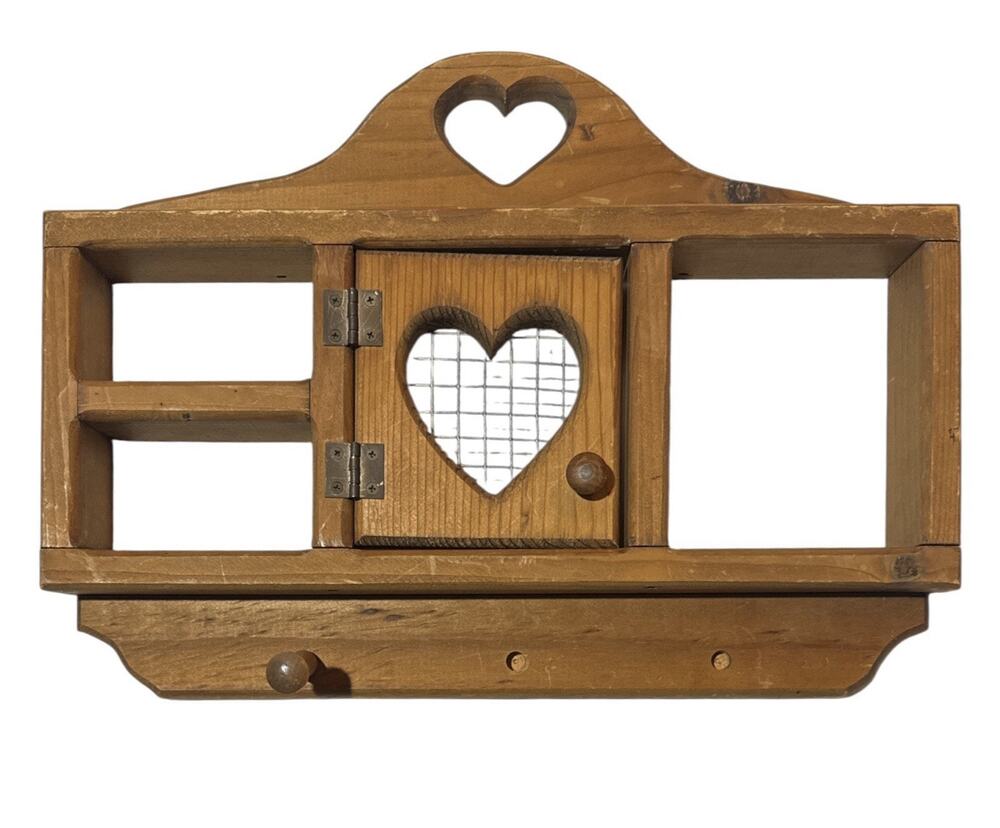 Vintage Heart Cutout Shelf Wire Door 16.5X12 Country Cottage Farmhouse Decor